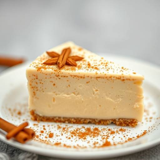 A slice of melktert with cinnamon dusting, showcasing its creamy texture and golden crust.