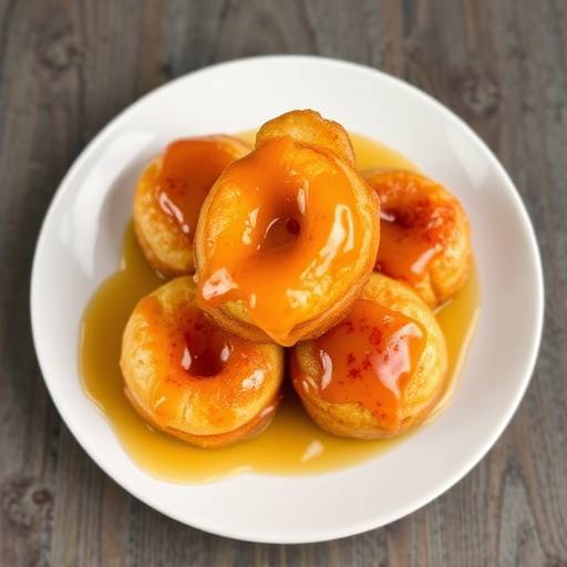 Koeksisters, golden brown and glistening with syrup, arranged on a plate.